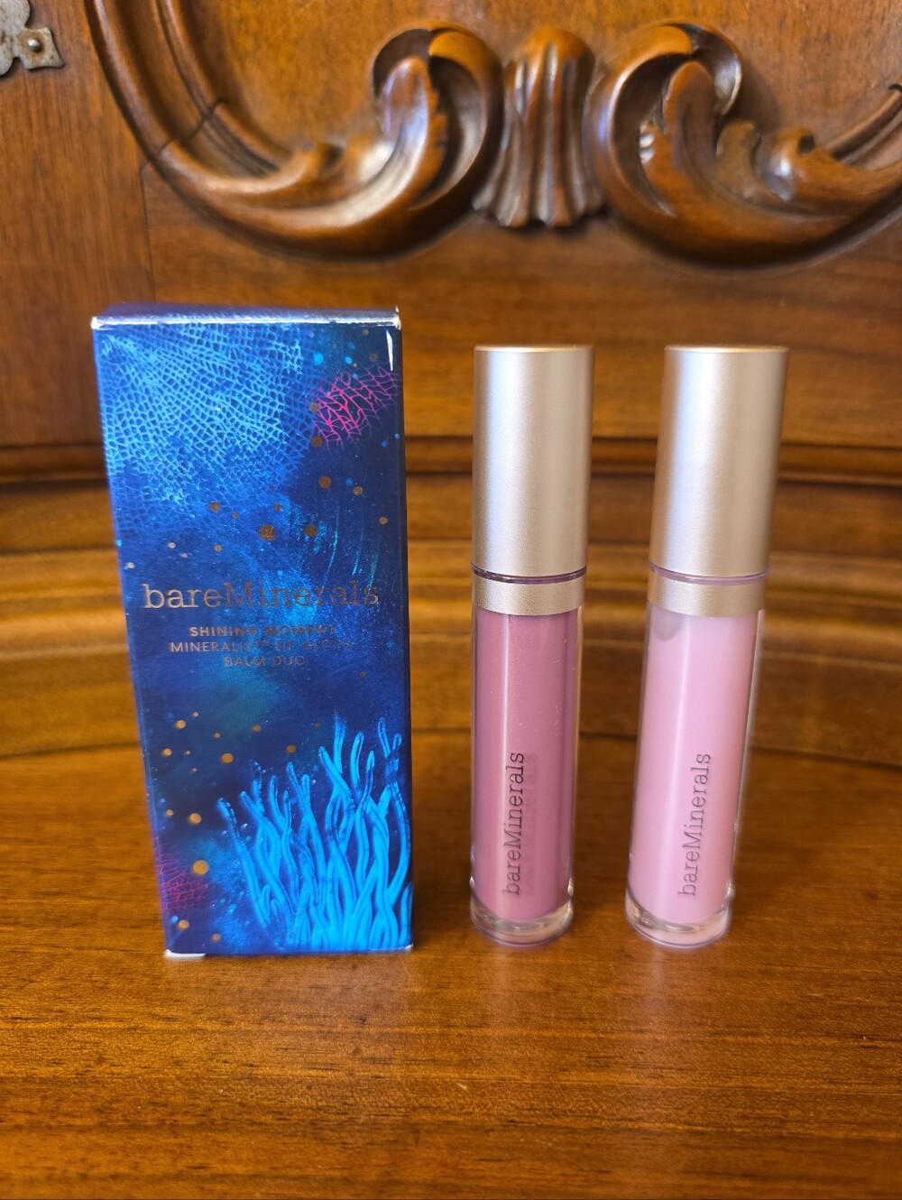 Bare Minerals Shining Moment Mineralist Lip Gloss-Balm Duo--NIB